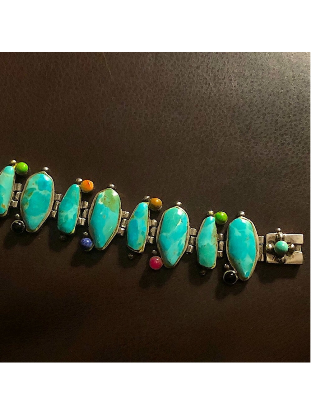 BARSE Turquoise Sterling Silver Multi Gemstone Southwestern Bracelet - Picture 12 of 16